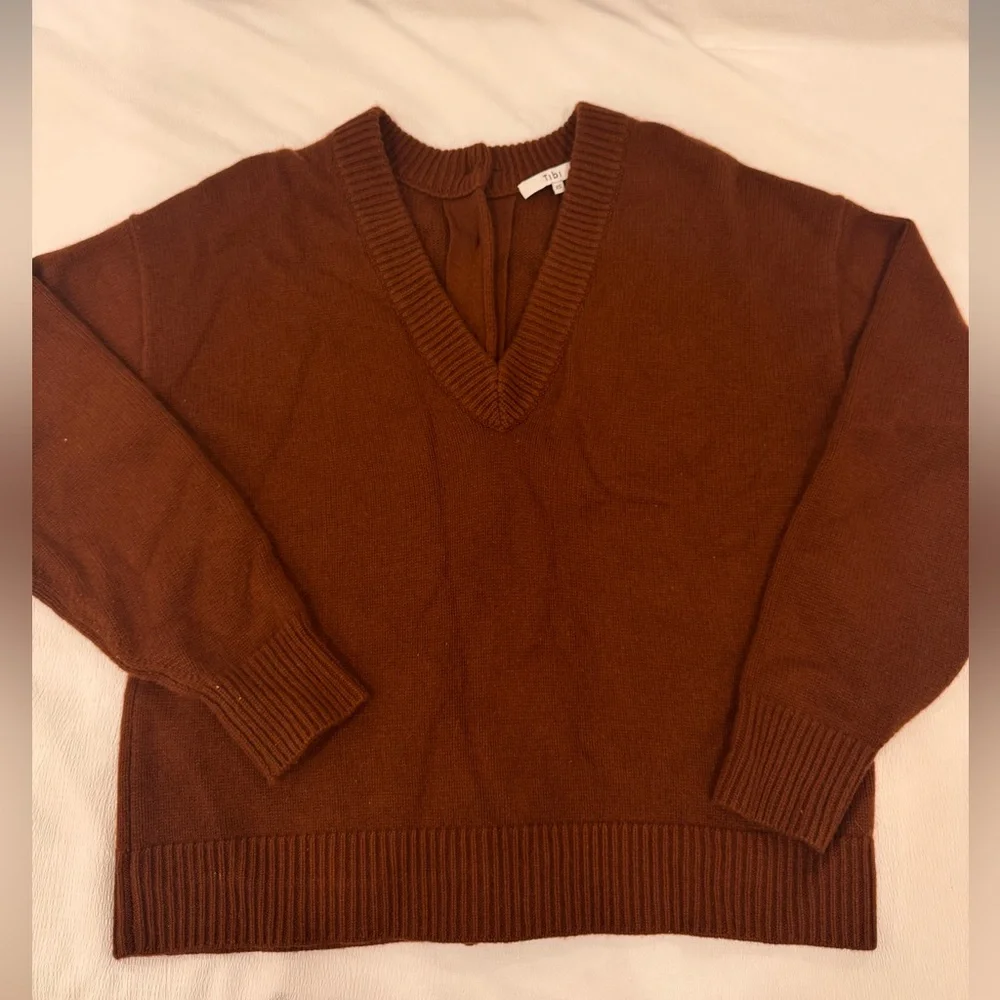TIBI 100% Cashmere Backwards Reversible Cardigan Sweater Rust Brown XS